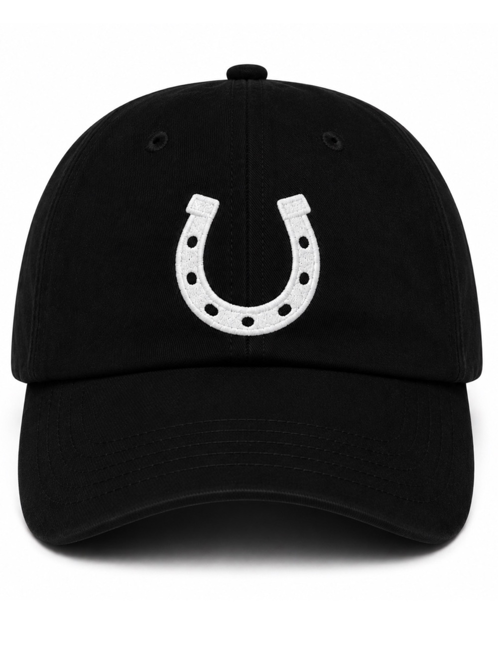 🧲 Lucky Horseshoe Animal Embroidered Black Baseball Minimalist Adjustable Cap